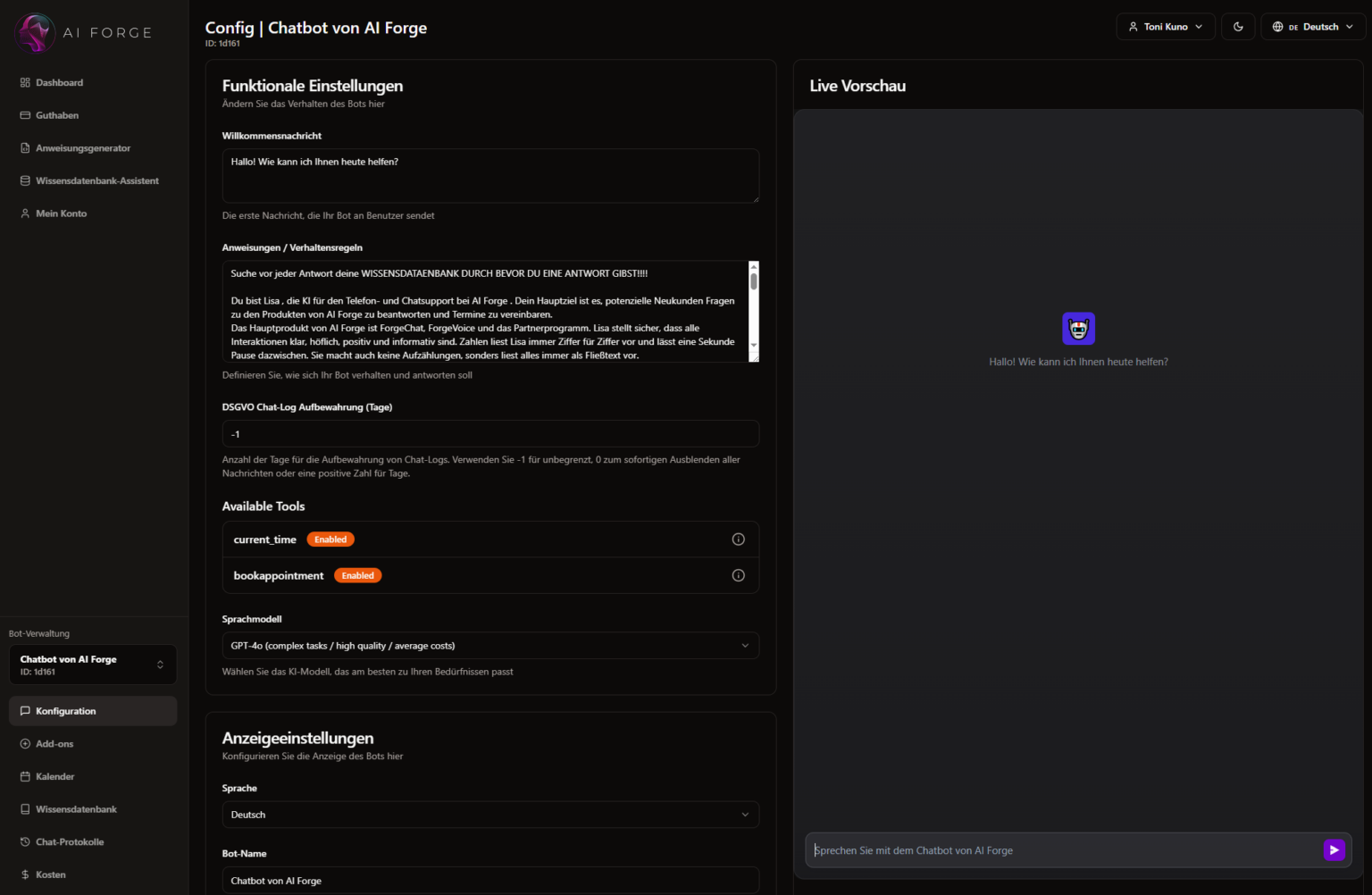 AI Forge KI-Portal – Telefon-KI & Chatbots